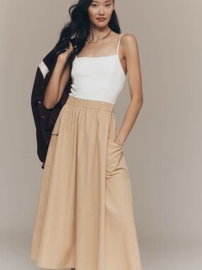 By Anthropologie Cargo A-Line Midi Dress Coconut Milk